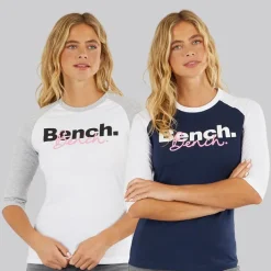 Best Dame To Pakke 3/​4 Ærme T-Shirts Hvid Marineblå Dame Multipakker·Overdele|Overdele·T-Shirts