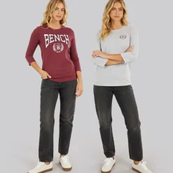New Dame To Pak 3/​4 Ærme T-shirts Cordovan Grå Melering Dame Multipakker·Overdele|Overdele·T-Shirts