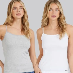 Hot Dame to pak vest Bright White/​Light Grey Marl Dame Multipakker·Overdele|Overdele·Veste