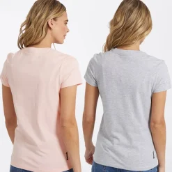Hot Dame T-shirts Grammen To-pak Grå Melange/​Pink Dame Multipakker·Overdele|Overdele·T-Shirts