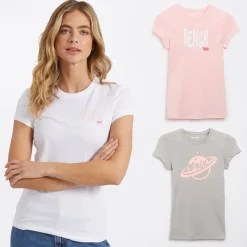 Hot Dame T-shirts med print Lolah (pakke med 3) lyserød/sølvgrå/hvid Dame Multipakker·Overdele|Overdele·T-Shirts
