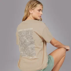 Online Dame Yerra T-shirt Taupe Dame Overdele·T-Shirts|Overdele·Overdele