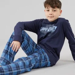 Discount Drenge Atmore nattøj sæt Navy/Blue Check Nattøj|Nattøj