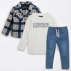 Sale Drenge Bonded Shacket T-shirt og Jeans Sæt Navy Sæt|Træningsdragter
