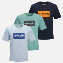 Drenge Cole Tre Pak T Shirts Navy Blazer Multipakker|T-Shirts Og Undertrøjer