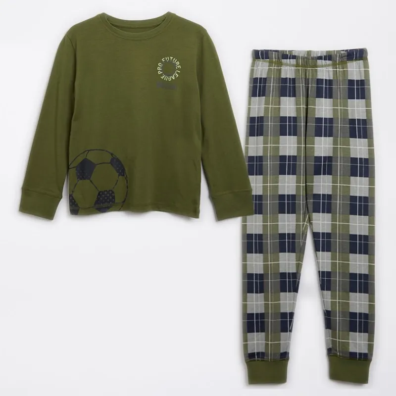 Online Drenge Dothan nattøj sæt Khaki/Khaki Check Nattøj|Nattøj