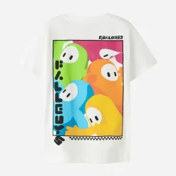 Hot Drenge Fall Guys Abner T Shirt Bright White Dine Yndlings Tegnefilm|T-Shirts Og Undertrøjer