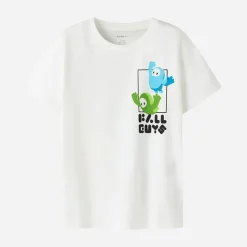 Hot Drenge Fall Guys Abner T Shirt Bright White Dine Yndlings Tegnefilm|T-Shirts Og Undertrøjer