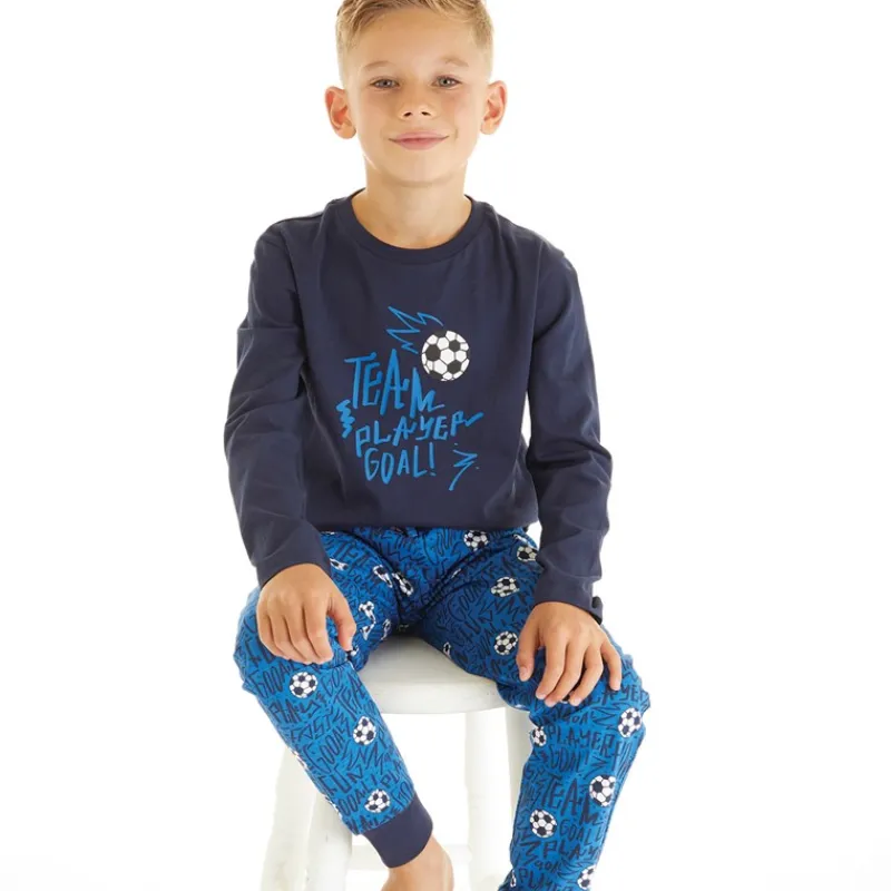 Discount Drenge Fodbold Pyjamasæt Blå Nattøj|Nattøj