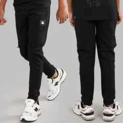Outlet Drenge kombi patch t-shirt sweatshirt og joggingbukser træningssæt Sort Træningsdragter