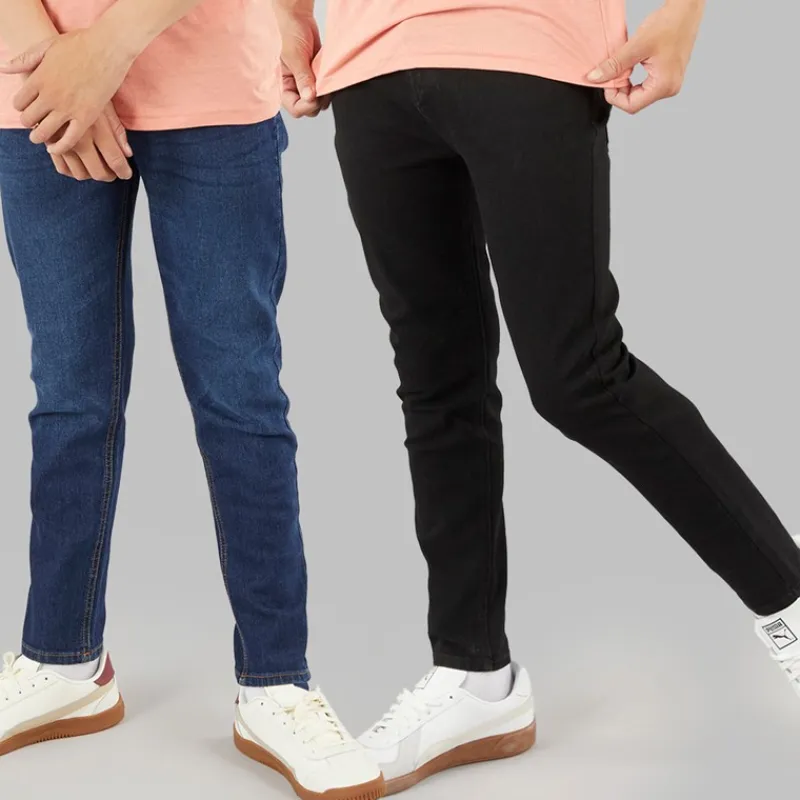 New Drenge Lige To Pak Jeans Mørk Vask/Sort Multipakker|Jeans Og Bukser