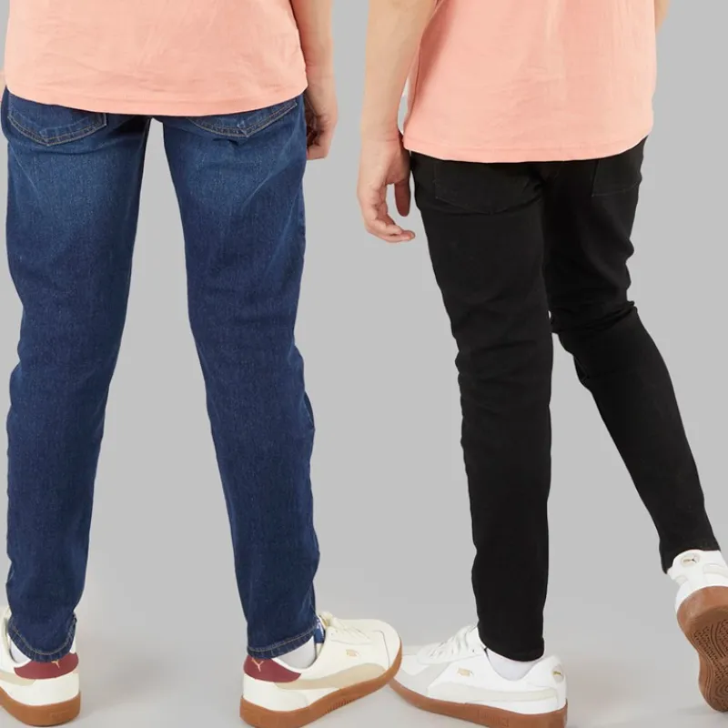New Drenge Lige To Pak Jeans Mørk Vask/Sort Multipakker|Jeans Og Bukser