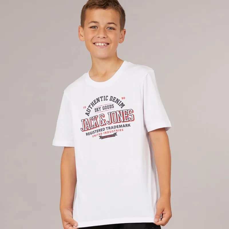 Discount Drenge Logo T-Shirt Hvid Print/Navy Blazer/Ægte Rød T-Shirts Og Undertrøjer
