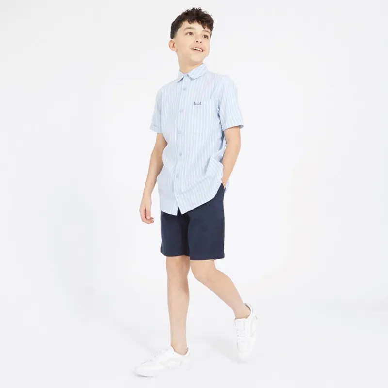 Drenge Lomous skjorte og chino shorts sæt blå og hvid stribet/navy Blue & White Stripe / Navy Shorts|Sæt