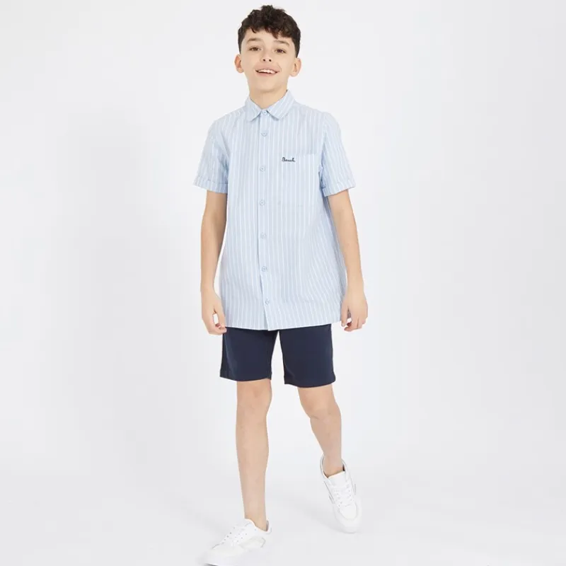 Drenge Lomous skjorte og chino shorts sæt blå og hvid stribet/navy Blue & White Stripe / Navy Shorts|Sæt