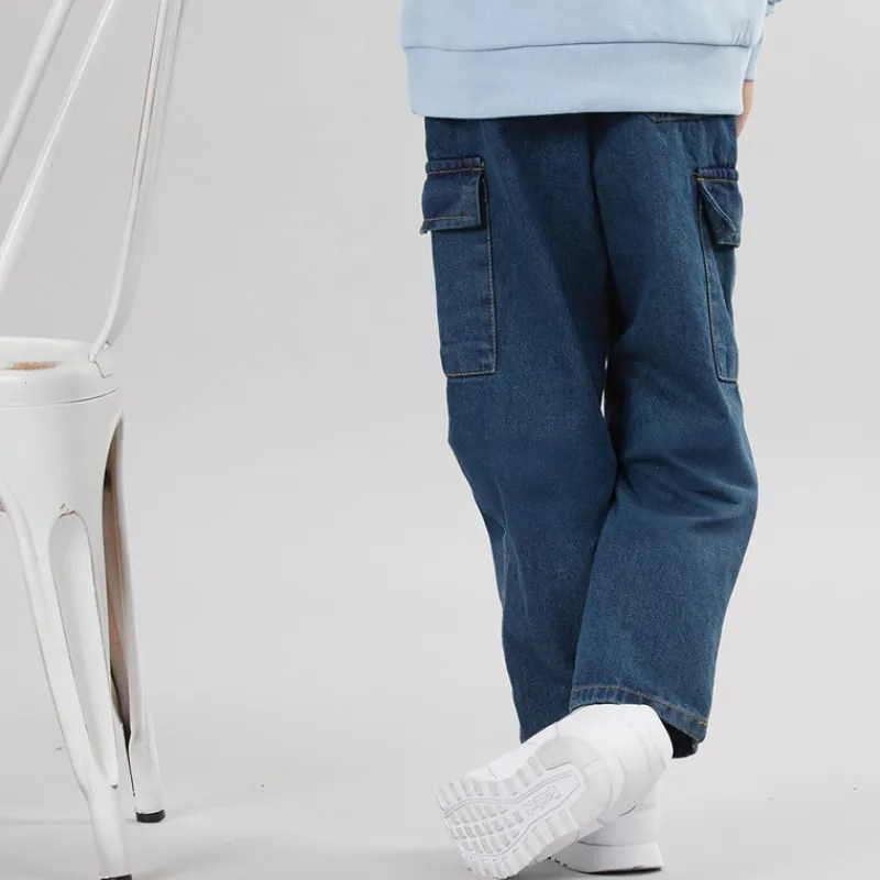 Best Drenge Løstsiddende Cargo Jeans Mellemblå Jeans Og Bukser