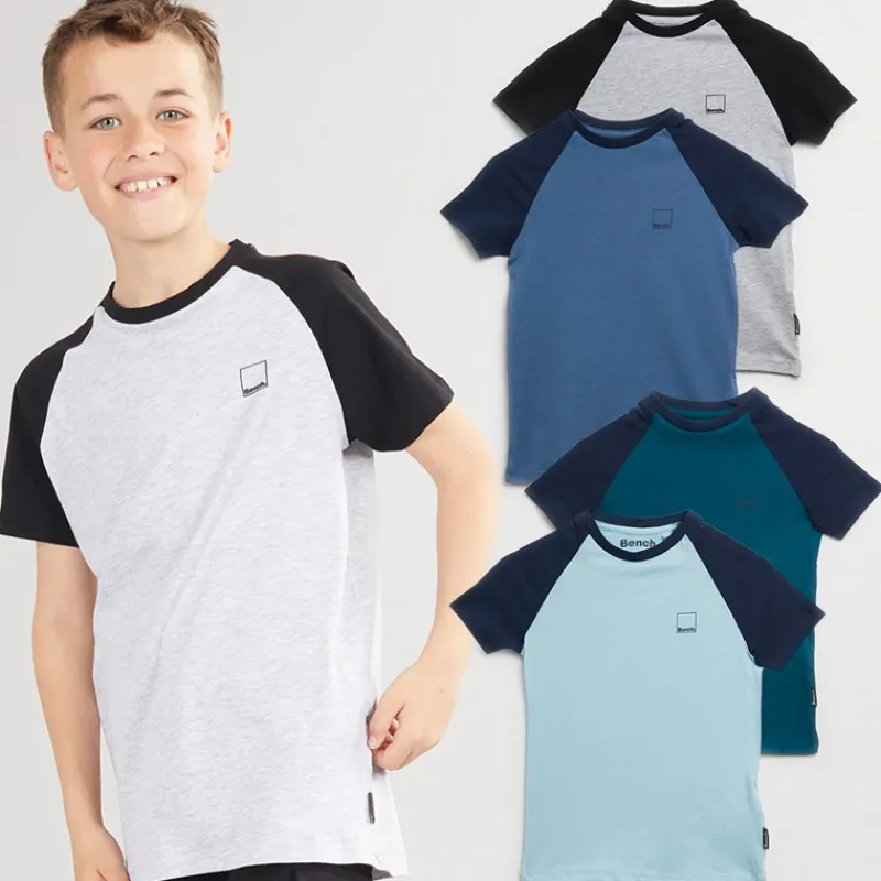 Discount Drenge Marster Fem Pakke T-Shirts Gråmeleret / Is / Blågrøn / Hvid / Skiferblå Multipakker|T-Shirts Og Undertrøjer