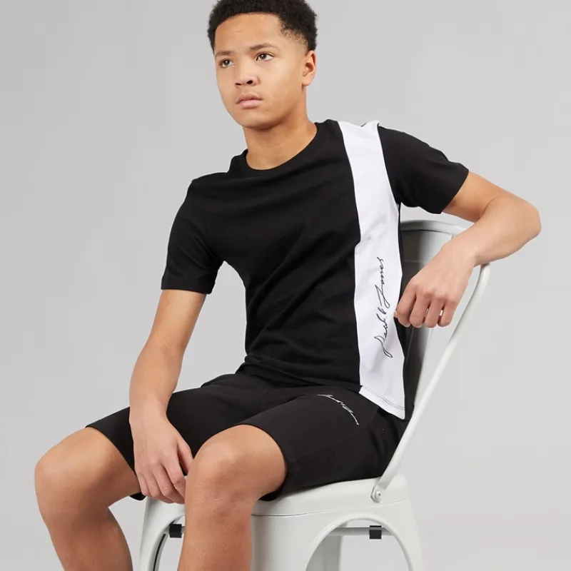 Discount Drengenes Jax Blocking T-shirt og Shorts Sæt Sort Sæt|T-Shirts Og Undertrøjer