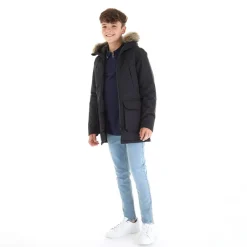 Discount Drengenes store parka med aftagelig pels Sort Jakker Og Frakker