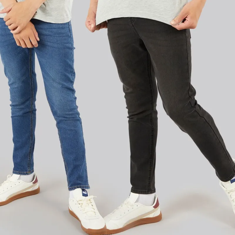Hot Drenge Slim To Pak Jeans Mellem Vask/Sort Vasket Multipakker|Jeans Og Bukser