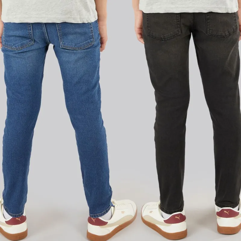Hot Drenge Slim To Pak Jeans Mellem Vask/Sort Vasket Multipakker|Jeans Og Bukser
