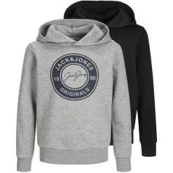 Hot Drenge Thomas To-Pak Hoodies Lysegrå Melange/​Sort Multipakker|Hættetrøjer Og Sweatshirts