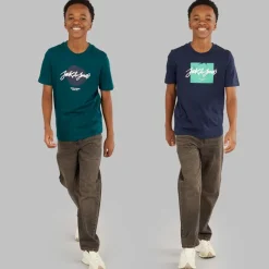 New Drenge Tiley Rund Hals To Pakke T-shirts Dyb Teal/Navy Blazer Multipakker|T-Shirts Og Undertrøjer