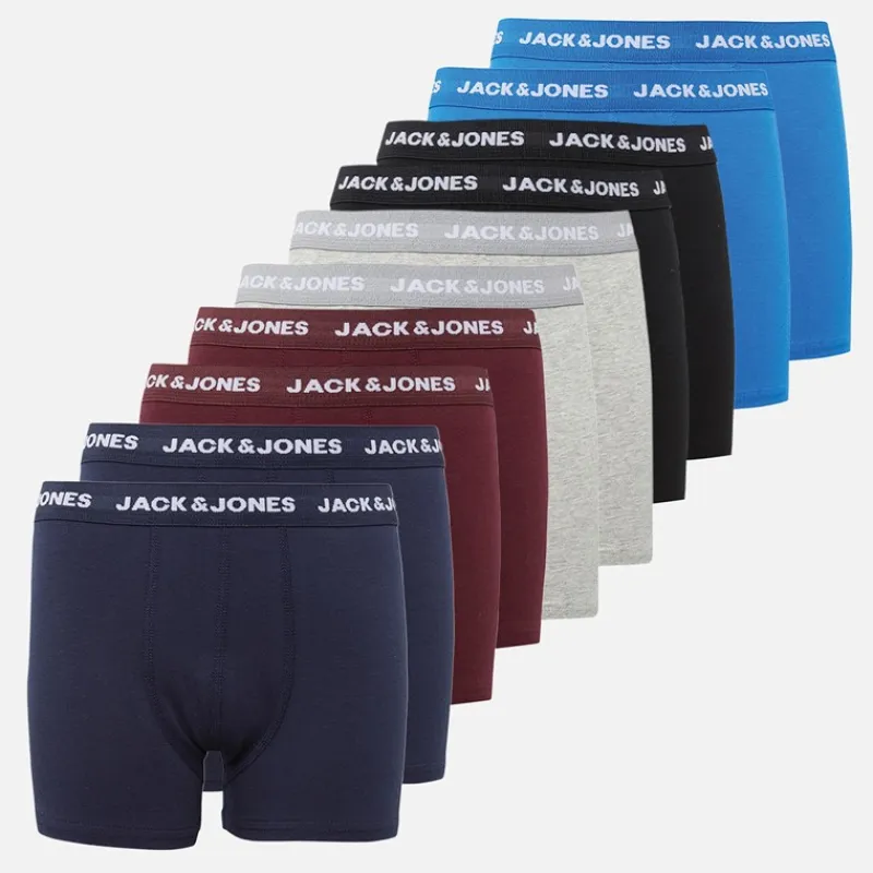 Hot Drenge ti pak boxer trunks sort/navy/lysegrå melange/port/koboltblå Sort/Navy/Lmg/ Port/Cobalt Blue Undertøj|Multipakker