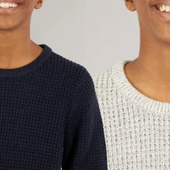 Clearance Drenge To Pak Strik Crew Neck Jumpere Moonbean /​ Sky Captain Multipakker