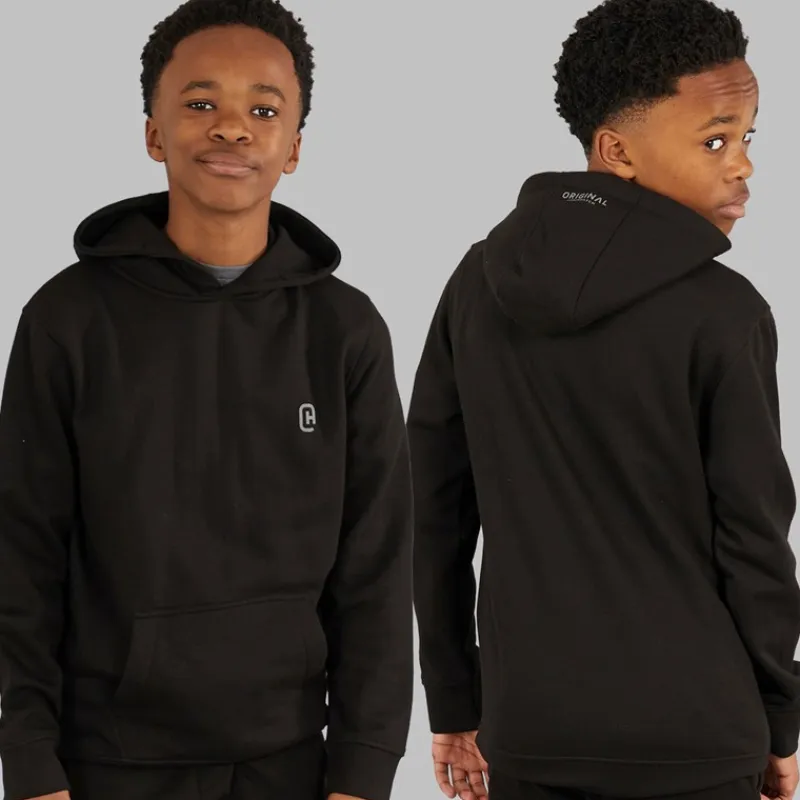Discount Drenge Tre Dele Hættetrøje T-shirt Og Joggingbukser Sæt Sort/Koksgrå Træningsdragter