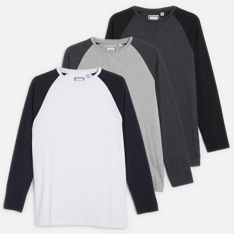 Online Drenge Tre Pakke Raglan T-Shirts Multi Multipakker|T-Shirts Og Undertrøjer