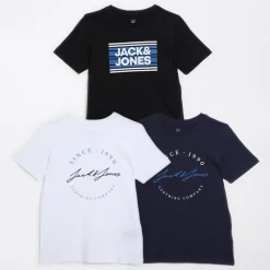 Clearance Drenge Tre Pakke T-Shirts Hvid/​Sort/​Navy/​Cobalt Multipakker|T-Shirts Og Undertrøjer