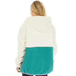 Outlet Fleece med lynlås til kvinder Ecru/​Teal Dame Jakker Og Frakker·Fleecetøj|Hættetrøjer Og Sweatshirts·Fleecetøj