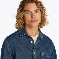 Best Herre Almindelig Langærmet Skjorte Denim Medium T-Shirts, Poloer Og Skjorter·Skjorter