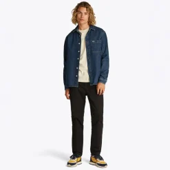 Best Herre Almindelig Langærmet Skjorte Denim Medium T-Shirts, Poloer Og Skjorter·Skjorter