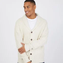 Clearance Herre Arkram Knittet Cardigan med Knapper Havregryn Trøjer Og Cardigans·Cardigans