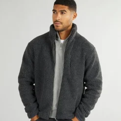 Discount Herre Borg Fleece med Høj Hals Mørkegrå Mel Hættetrøjer Og Sweatshirts·Fleecetøj|Træningsdragter Og Joggingbukser·Fleecetøj