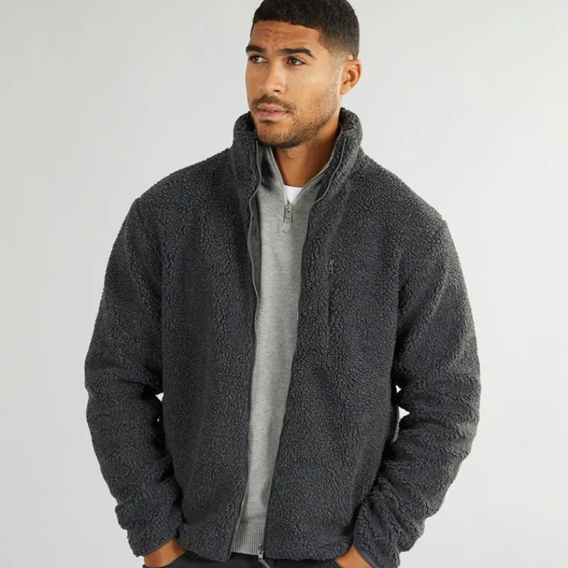 Discount Herre Borg Fleece med Høj Hals Mørkegrå Mel Hættetrøjer Og Sweatshirts·Fleecetøj|Træningsdragter Og Joggingbukser·Fleecetøj