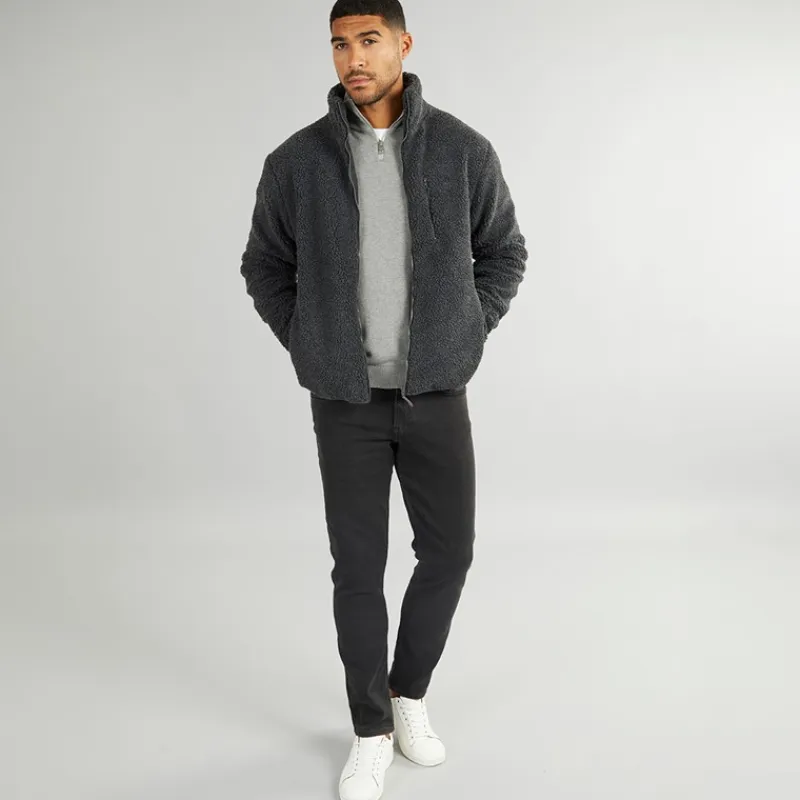 Discount Herre Borg Fleece med Høj Hals Mørkegrå Mel Hættetrøjer Og Sweatshirts·Fleecetøj|Træningsdragter Og Joggingbukser·Fleecetøj