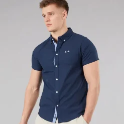 New Herre Bowdon Kortærmet Skjorte Blå T-Shirts, Poloer Og Skjorter·Skjorter