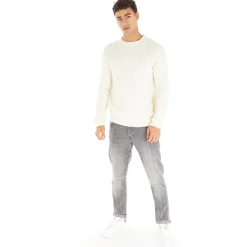 Herre Cable Crew Neck Trøje Ecru Trøjer Og Cardigans·Trøjer