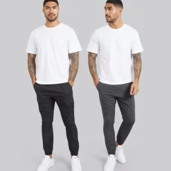 Online Herre Cargobukser med manchet i 2-pak sort/antracit Jeans Og Bukser·Cargobukser|Jeans Og Bukser·Bukser