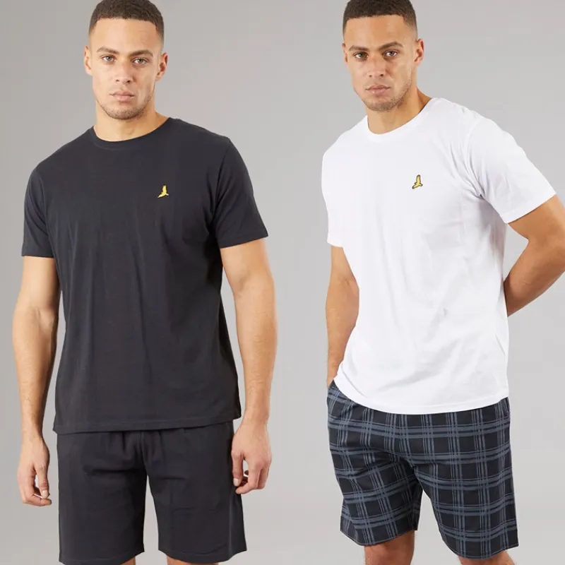 Outlet Herre Carson To Pak T-shirts Og Shorts Loungewear Sæt Navy/Hvid Undertøj, Sokker Og Nattøj·Nattøj