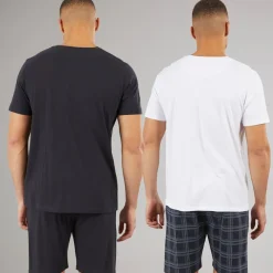 Outlet Herre Carson To Pak T-shirts Og Shorts Loungewear Sæt Navy/​Hvid Undertøj, Sokker Og Nattøj·Nattøj