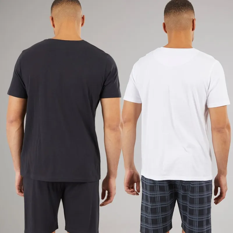 Outlet Herre Carson To Pak T-shirts Og Shorts Loungewear Sæt Navy/Hvid Undertøj, Sokker Og Nattøj·Nattøj