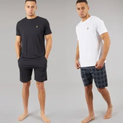 Outlet Herre Carson To Pak T-shirts Og Shorts Loungewear Sæt Navy/Hvid Undertøj, Sokker Og Nattøj·Nattøj