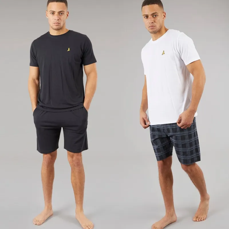 Outlet Herre Carson To Pak T-shirts Og Shorts Loungewear Sæt Navy/Hvid Undertøj, Sokker Og Nattøj·Nattøj
