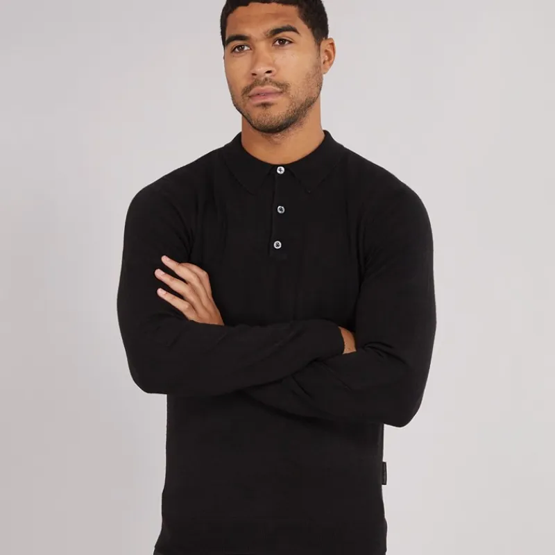 Hot Herre Cash L/S Polo Shirt Sort T-Shirts, Poloer Og Skjorter·Poloer