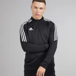 Clearance Herre Condivo 22 1/4 lynlås træningstop Sort/Hvid Træning|T-Shirts Og Undertrøjer