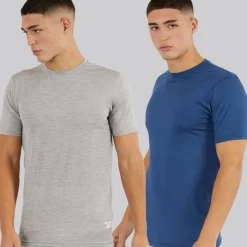 Clearance Herre Craig Performance To Pak T Shirts Batik Blå/​Grå Marl Træning|T-Shirts Og Undertrøjer